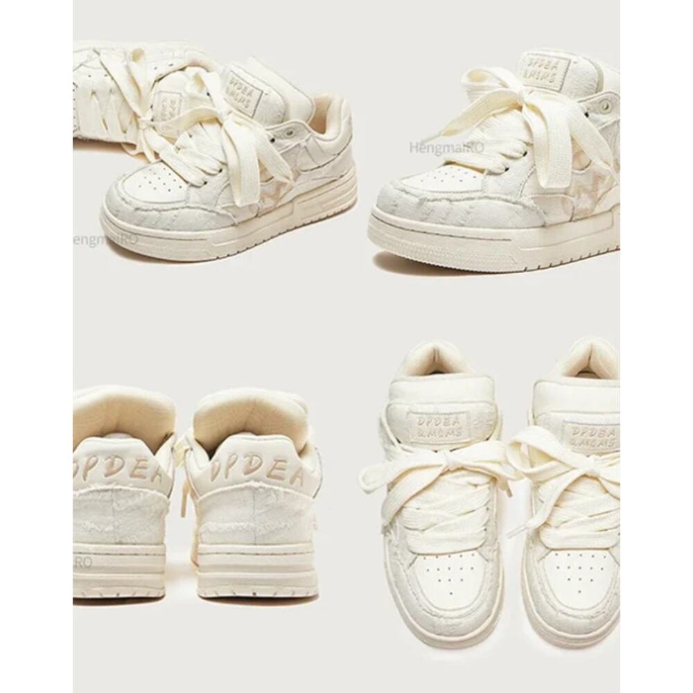 DPDEA Made Extreme Tweed Street Classic Sneakers - Cream - Size 39 - US8-BNIB